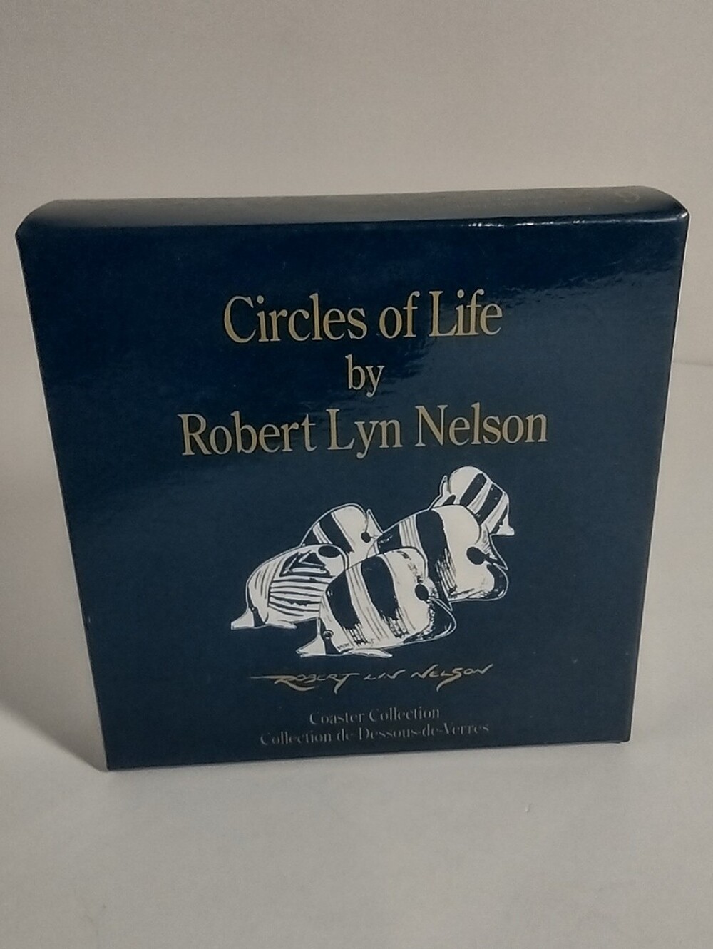 Robert Lin Nelson Circles of Life by - Navy Blue Coaster Set